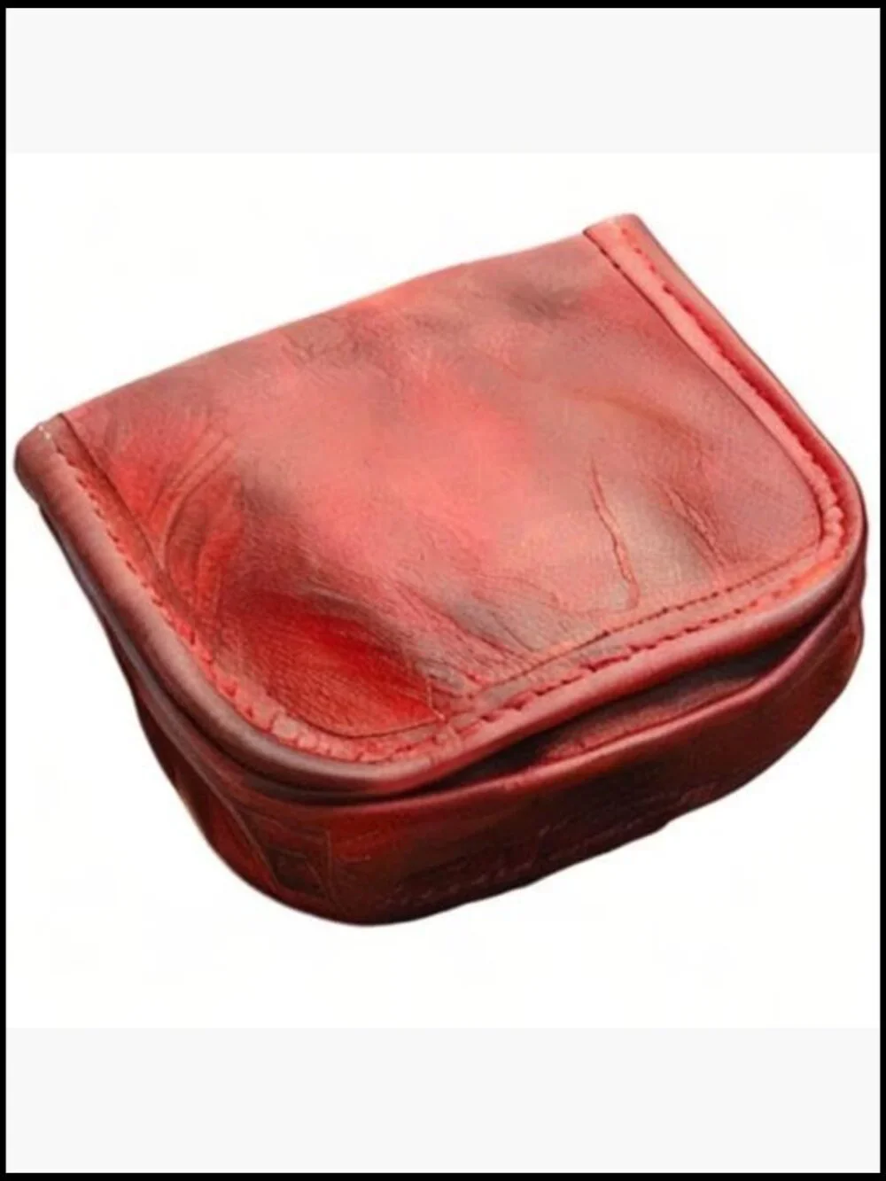 Men's Leather Coin Purse Bifold Wallet Push Button Closure Change Pouch